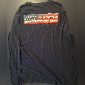 Men’s Vineyard Vines Navy Long Sleeve American Flag Adult Large